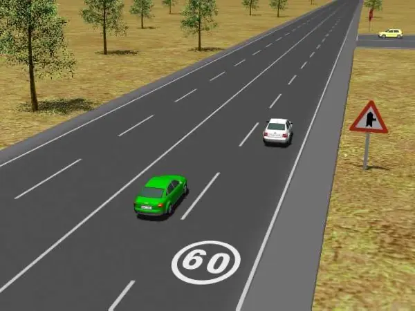 Imagen de apoyo para la pregunta: ¿En cuál de las siguientes circunstancias termina la limitación de velocidad que indica esta marca vial?